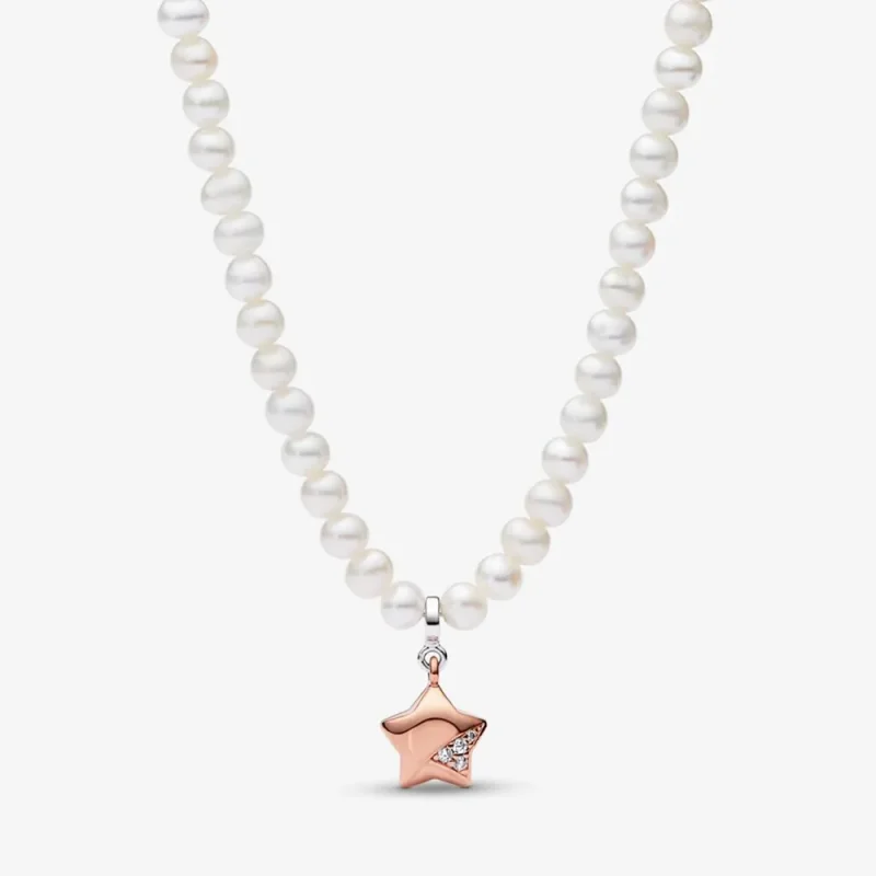 (slika za) PANDORA ogrlica Lucky Star iz rožnatega zlata - 382489C01-45 - Slika izdelka