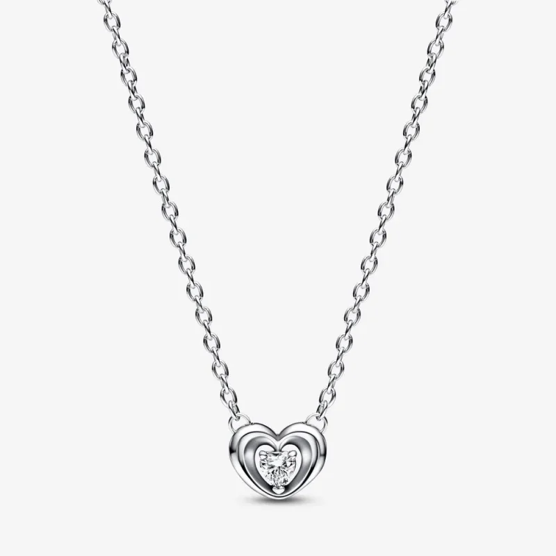 (slika za) PANDORA ogrlica z obeskom iz žarečega srca in lebdečega kamna - 392494C01 - Slika izdelka