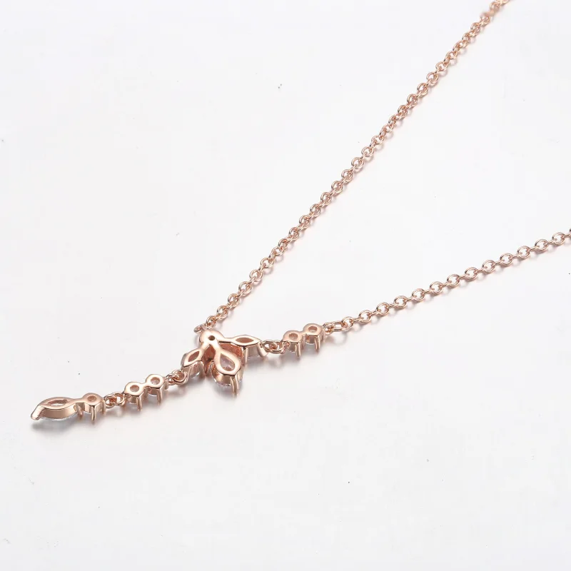 (slika za) PANDORA Sijoča cvetlična ogrlica s padajočimi motivom - 382386C01 - Ogled 3