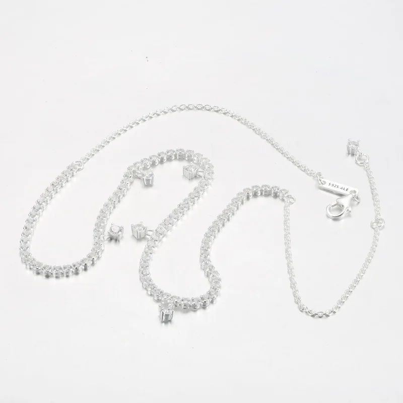 (slika za) PANDORA Sijoča ogrlica s padajočim dizajnom - 392405C01 - Ogled 5