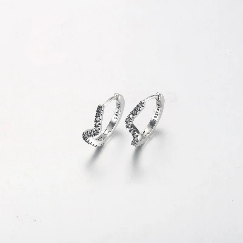 (slika za) PANDORA Sijoči valoviti obročasti uhani - 292545C01 - Ogled 2