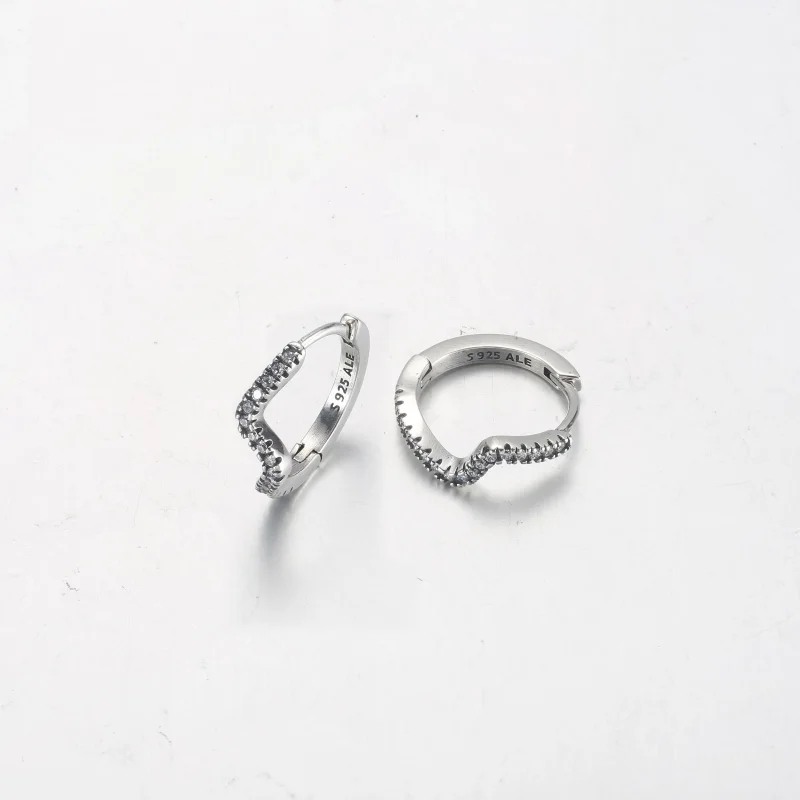 (slika za) PANDORA Sijoči valoviti obročasti uhani - 292545C01 - Ogled 3