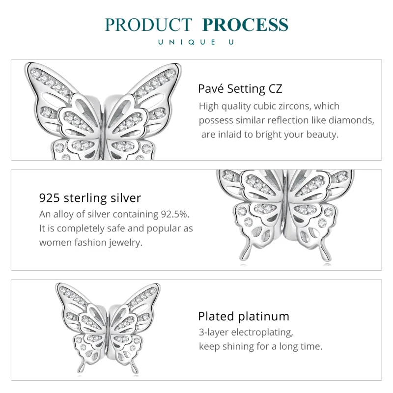 (slika za) Distančni obesek z metulji v slogu Pandora - BSC823 - Ogled 6