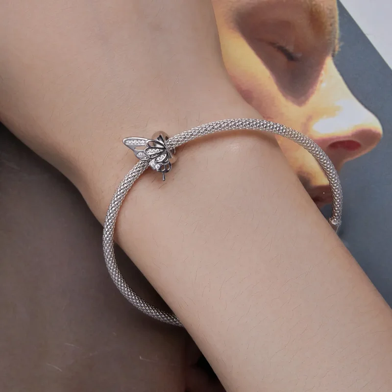 (slika za) Distančni obesek z metulji v slogu Pandora - BSC823 - Ogled 7