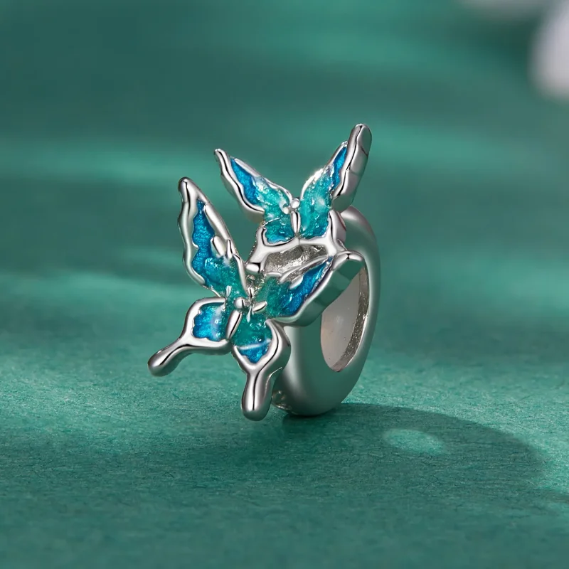 (slika za) Distančni obesek z metulji v stilu Pandora - BSC789 - Ogled 2