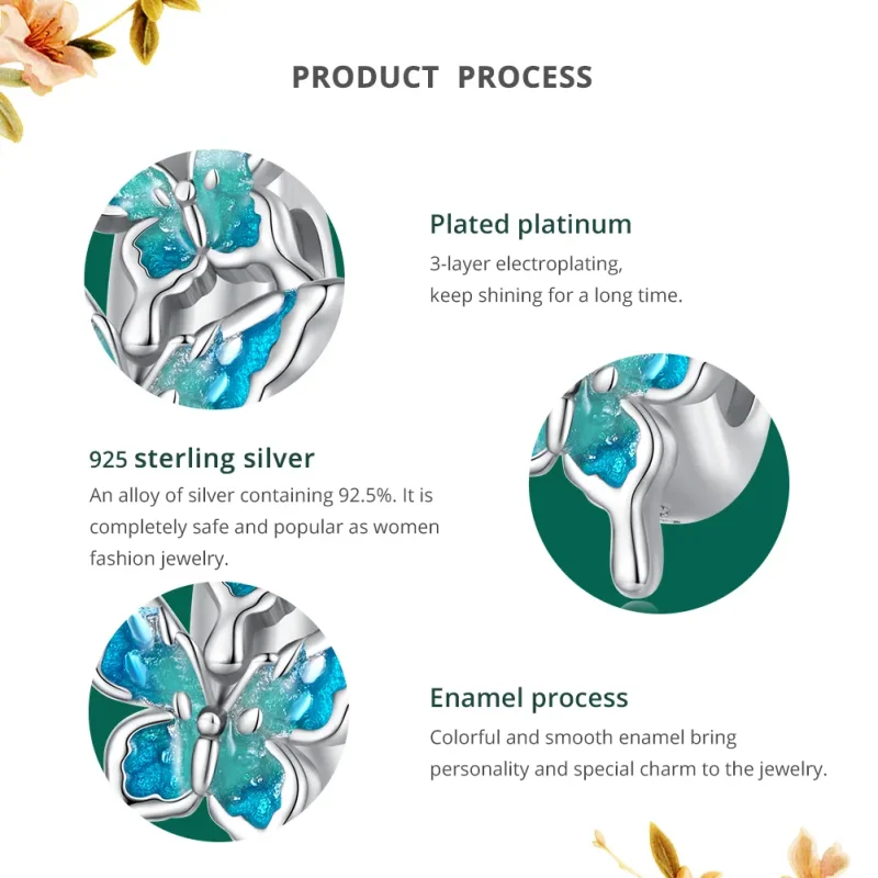 (slika za) Distančni obesek z metulji v stilu Pandora - BSC789 - Ogled 5