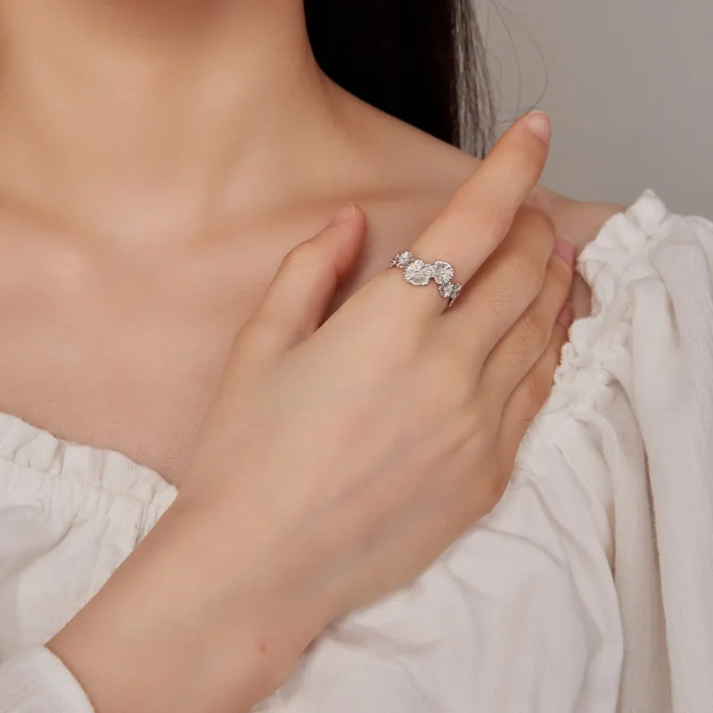 (slika za) Klasični prstan s cvetličnim trakom v slogu Pandora - BSR382 - Ogled 4