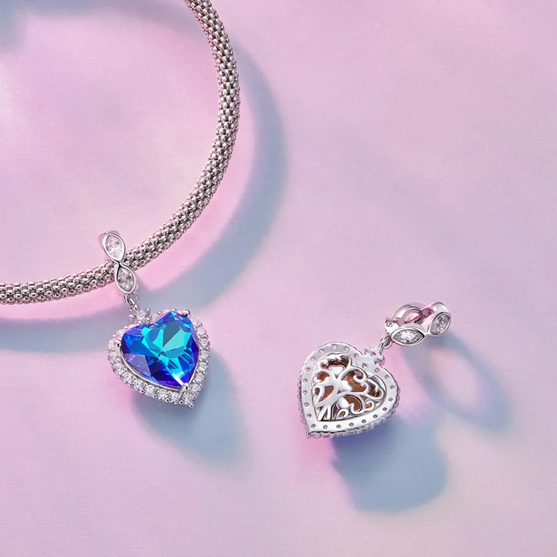 (slika za) Obesek modri srček v stilu Pandora - BSC775 - Ogled 4