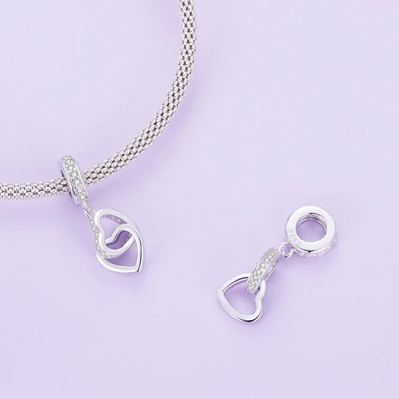 (slika za) Obesek s prepletenimi srci v stilu Pandora - SCC2455 - Ogled 4