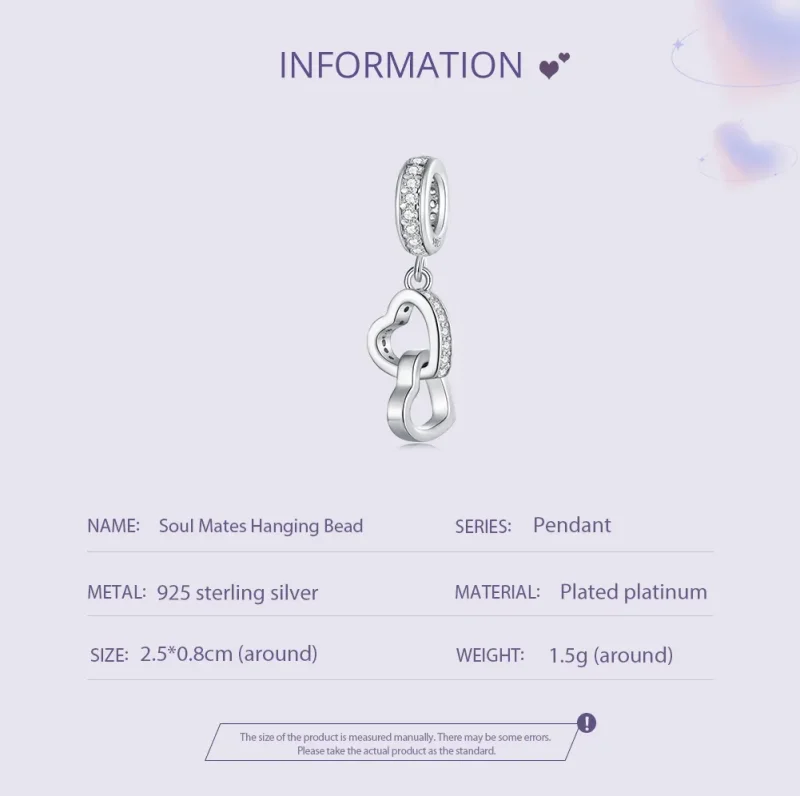 (slika za) Obesek s prepletenimi srci v stilu Pandora - SCC2455 - Ogled 5