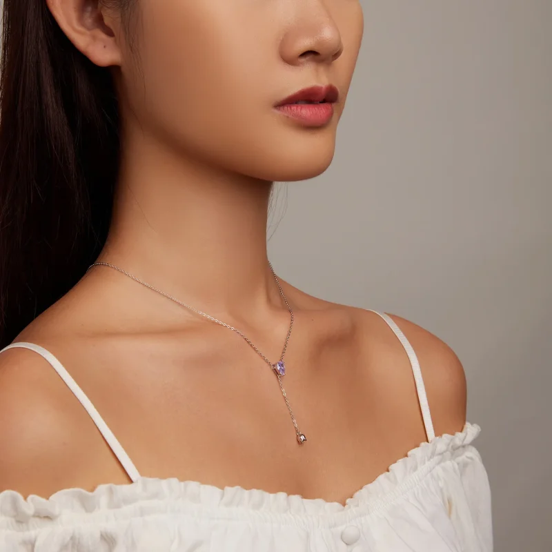 (slika za) Ogrlica z ametistom v stilu Pandora - BSN271 - Ogled 8