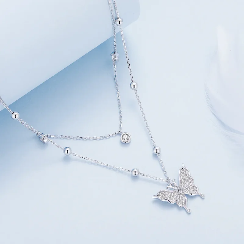 (slika za) Ogrlica z dvojno verižico v slogu Pandora - BSN308 - Ogled 2