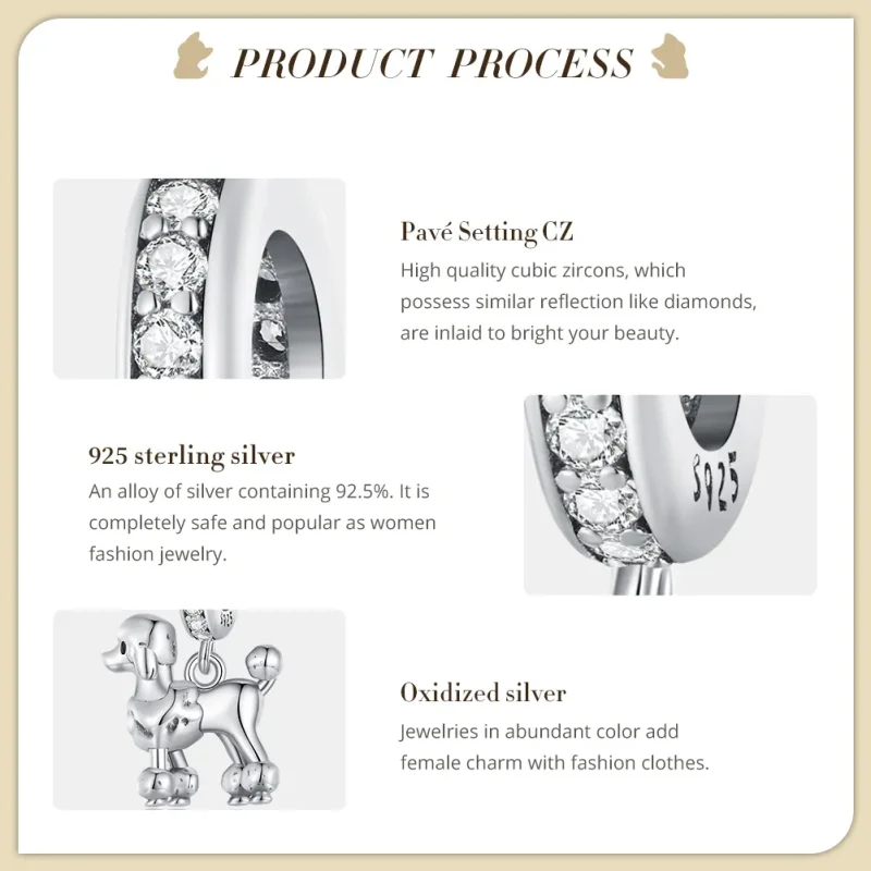 (slika za) Pandora Style Cockapoo Obesek - BSC797 - Ogled 5