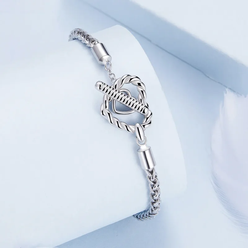 (slika za) Pandora Style Heart T Bar Bracelet - BSB132 - Ogled 2