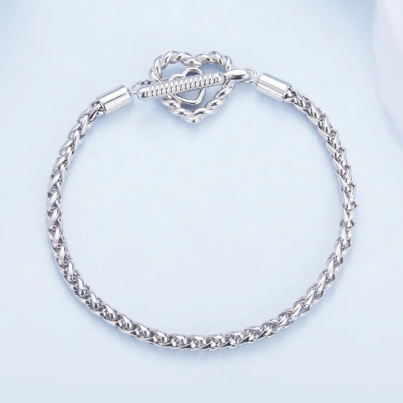 (slika za) Pandora Style Heart T Bar Bracelet - BSB132 - Ogled 3