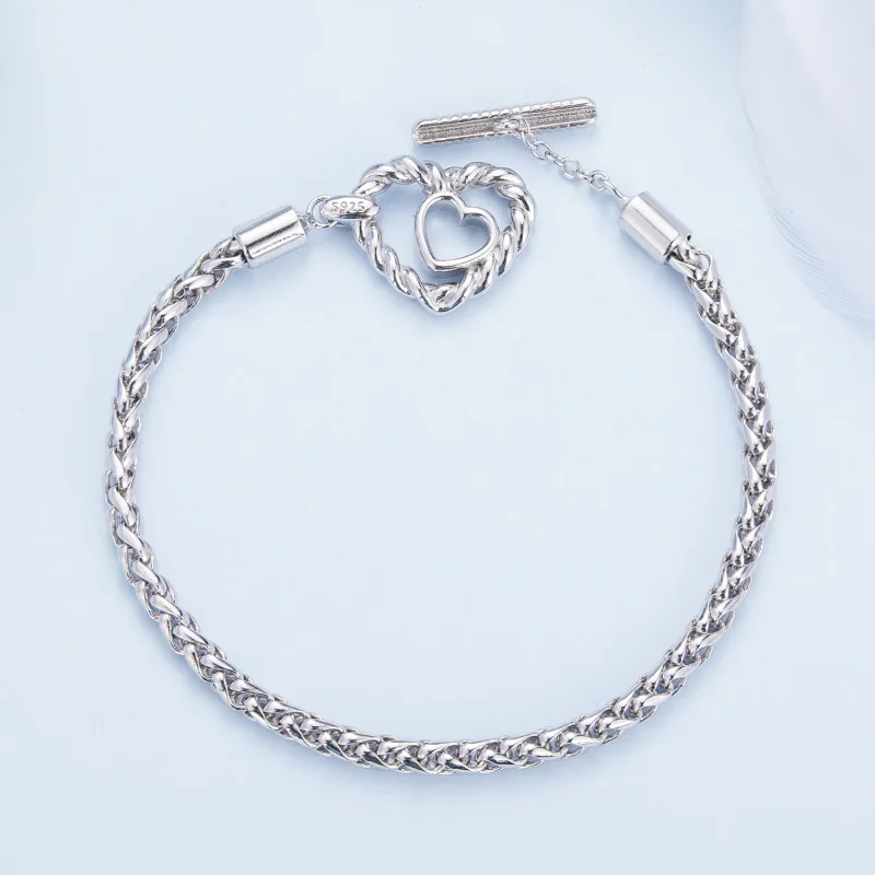 (slika za) Pandora Style Heart T Bar Bracelet - BSB132 - Ogled 4