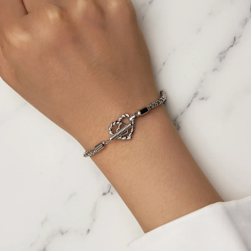 (slika za) Pandora Style Heart T Bar Bracelet - BSB132 - Ogled 6