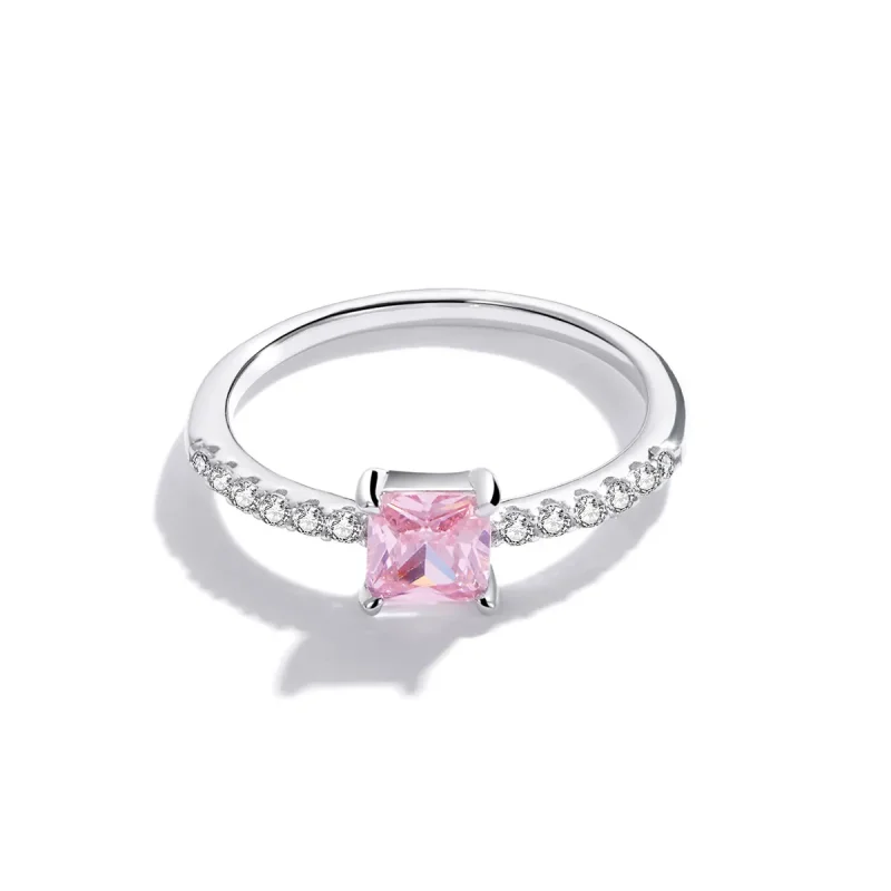 (slika za) Pandora Style Square Sparkle Halo prstan - BSR191 - Ogled 3
