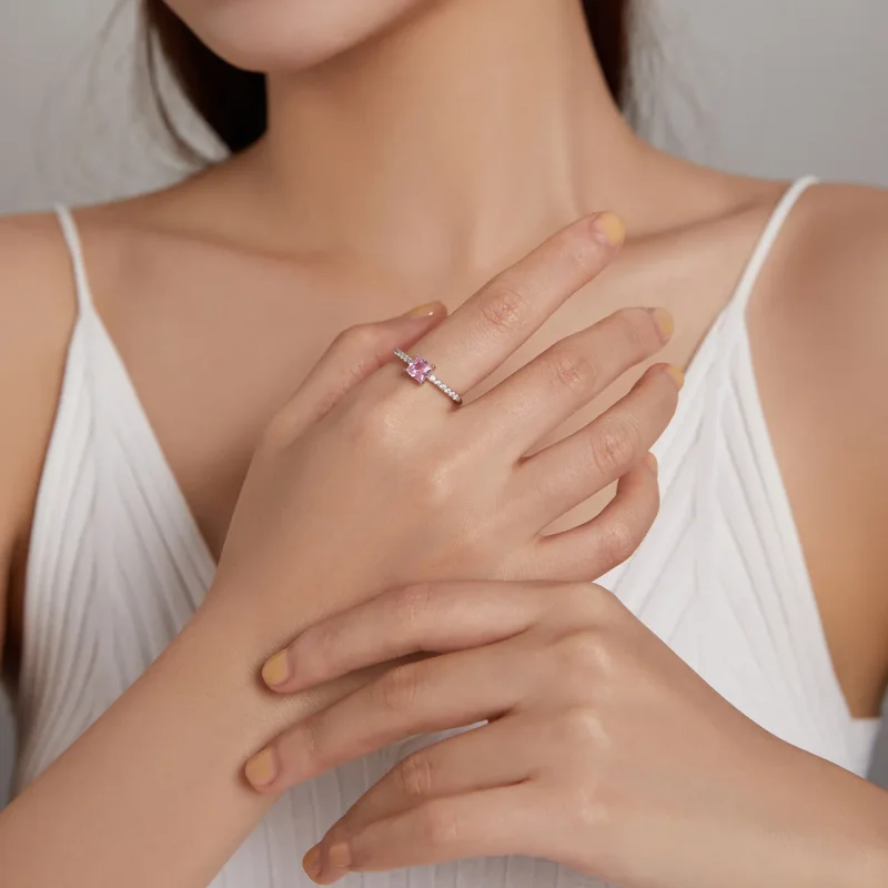 (slika za) Pandora Style Square Sparkle Halo prstan - BSR191 - Ogled 7