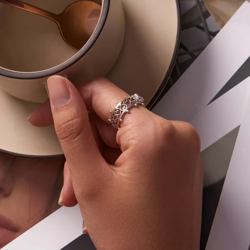 (slika za) Prstan s bleščečimi srčki v stilu Pandora - SCR788 - Ogled 5