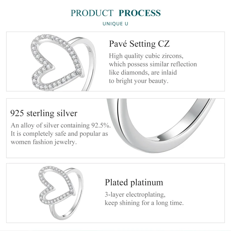 (slika za) Prstan s prostoročnim srcem v stilu Pandora - BSR401 - Ogled 3