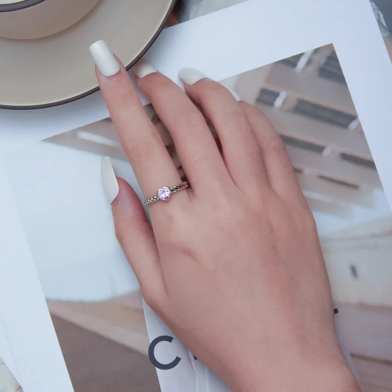 (slika za) Prstan v obliki roza srca Pandora - SCR865 - Ogled 5