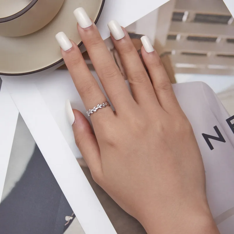 (slika za) Prstan z listki v stilu Pandora - BSR306 - Ogled 5