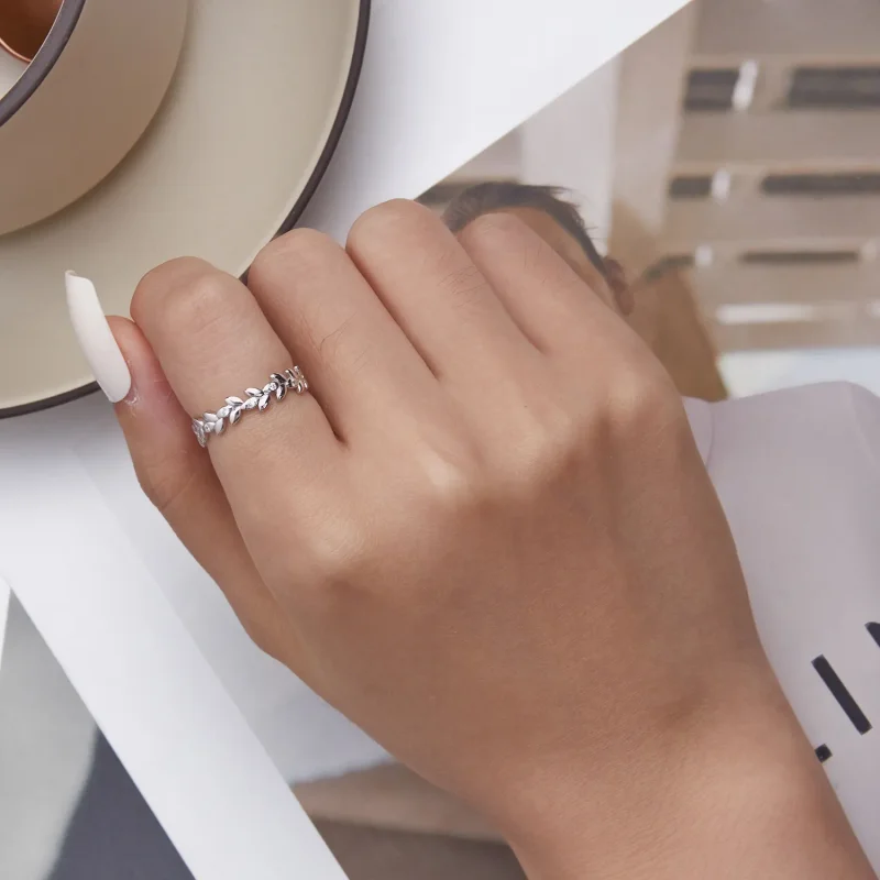 (slika za) Prstan z listki v stilu Pandora - BSR306 - Ogled 6