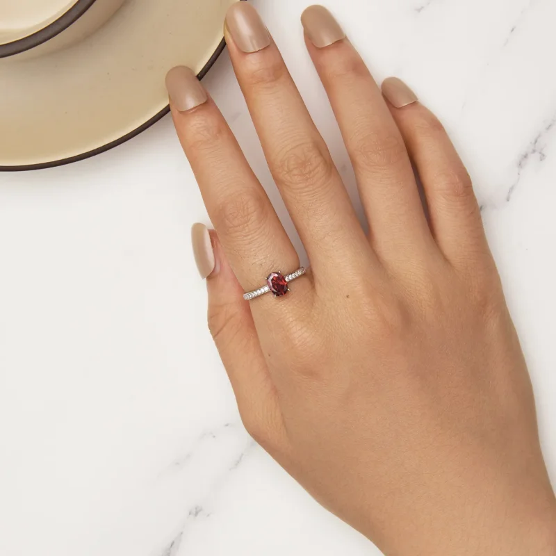 (slika za) Rdeč prstan v stilu Pandora - BSR460-RD - Ogled 5