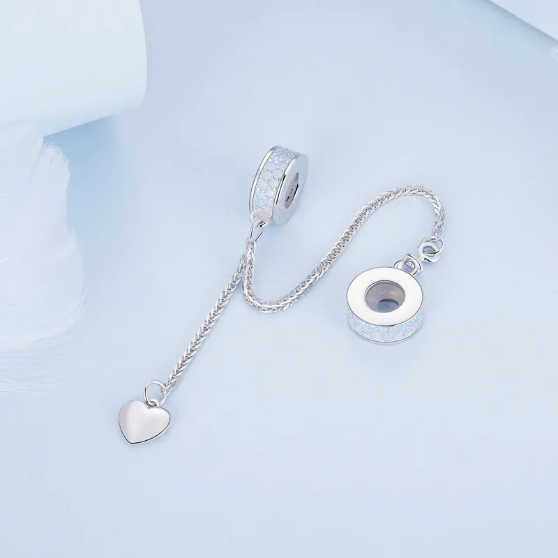 (slika za) Srebrna varovalna veriga v obliki srca Pandora - BSC795 - Ogled 3