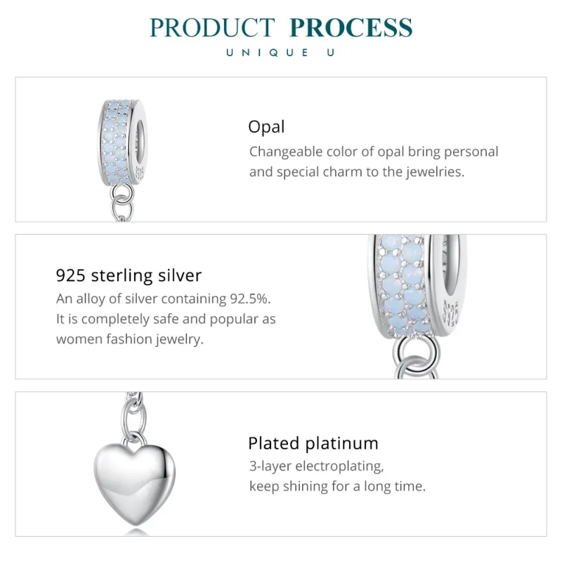 (slika za) Srebrna varovalna veriga v obliki srca Pandora - BSC795 - Ogled 6
