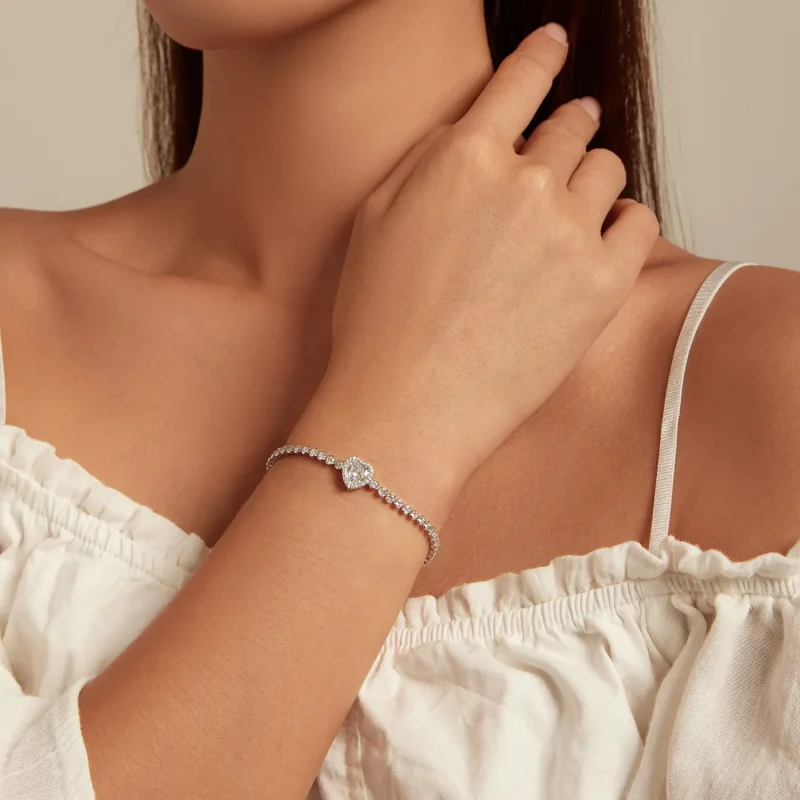 (slika za) Teniška zapestnica Pandora Style Heart - BSB098 - Ogled 5