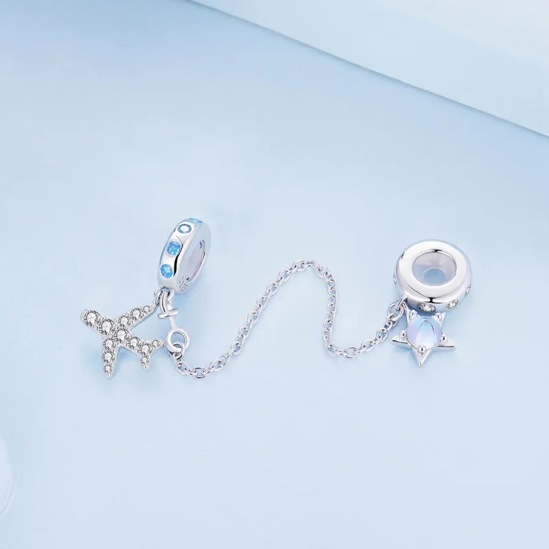 (slika za) Varnostna veriga Pandora Style Stars and Galaxy - BSC738 - Ogled 3