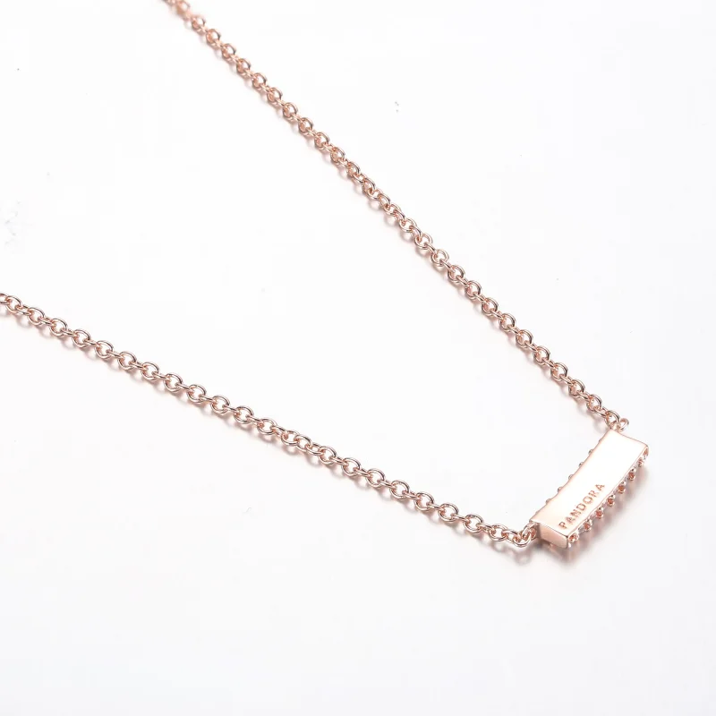 (slika za) Brezčasna ogrlica Pandora Pavé z dvovrstnimi palicami - 382621C01-45 - Ogled 3