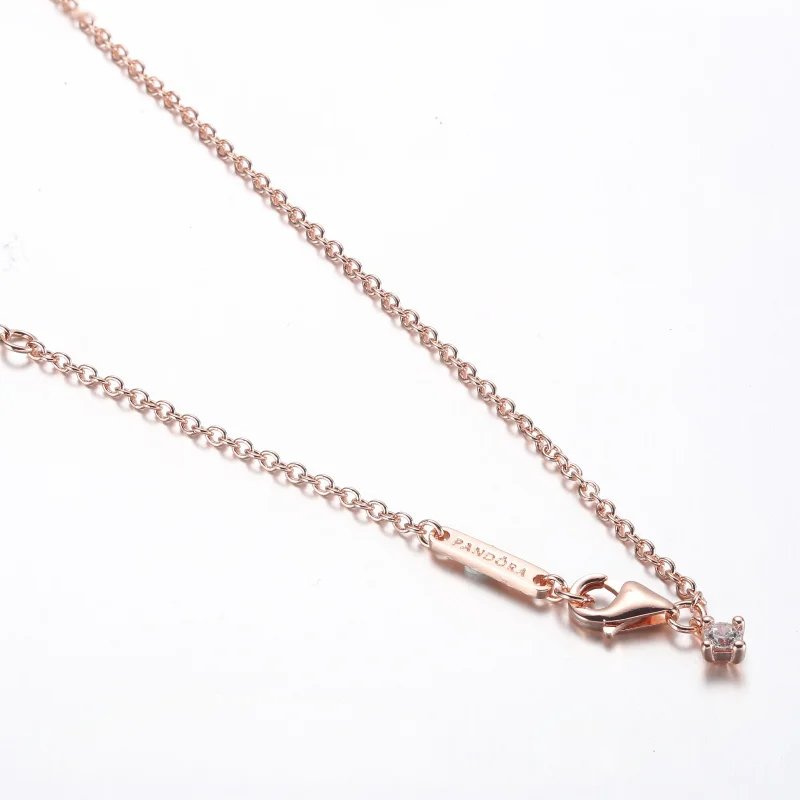 (slika za) Brezčasna ogrlica Pandora Pavé z dvovrstnimi palicami - 382621C01-45 - Ogled 4