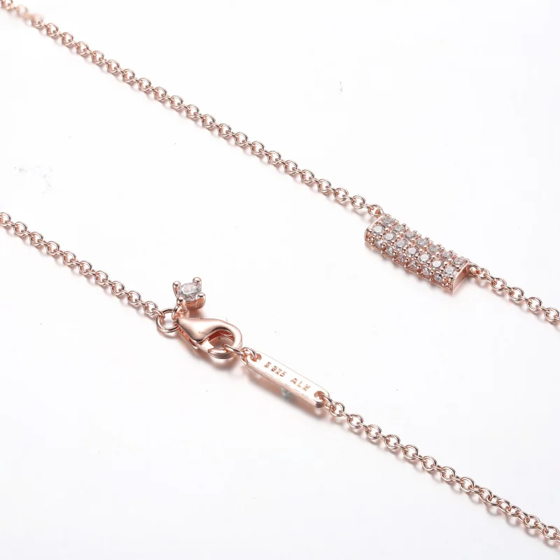 (slika za) Brezčasna ogrlica Pandora Pavé z dvovrstnimi palicami - 382621C01-45 - Ogled 5