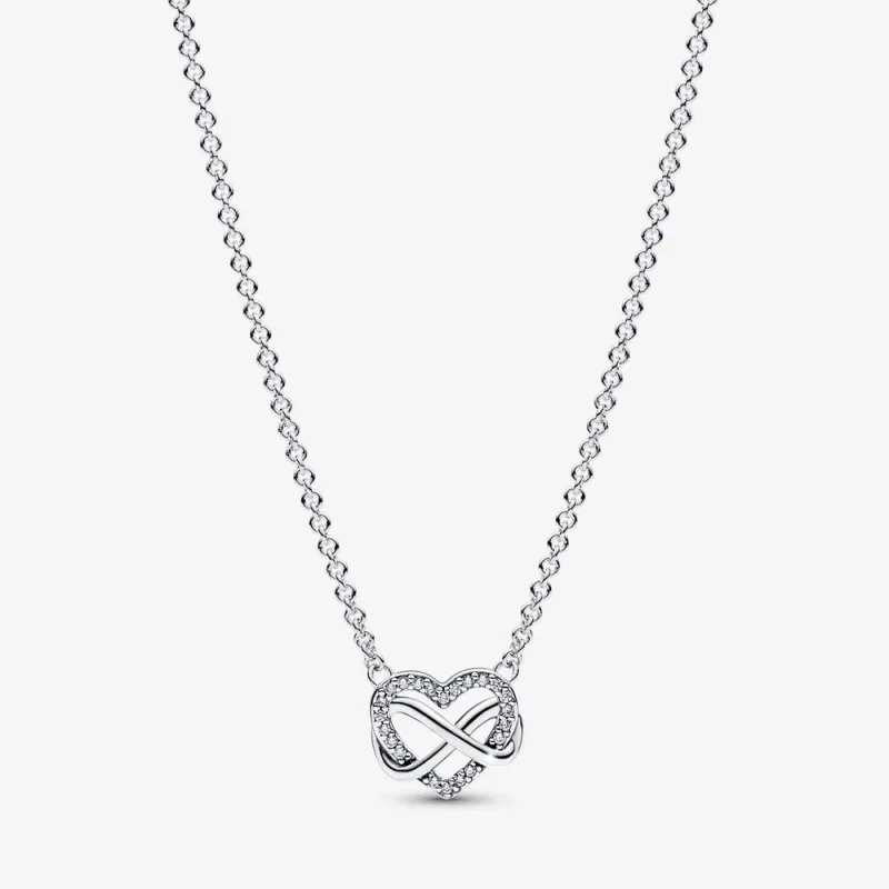 (slika za) Pandora Bleščeča ogrlica Infinity Heart Collier - 392666C01-50 - Slika izdelka