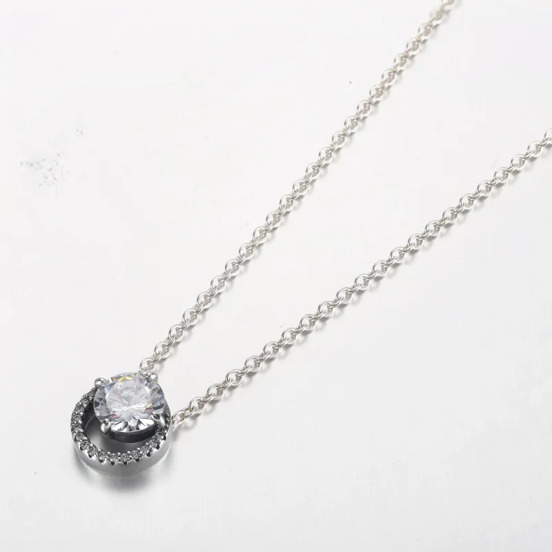 (slika za) Pandora Bleščeča ogrlica z okroglim halo obeskom Collier - 361174C01-45 - Ogled 2