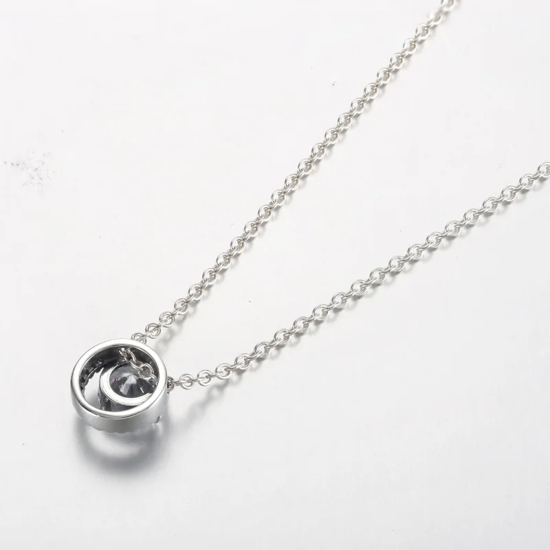 (slika za) Pandora Bleščeča ogrlica z okroglim halo obeskom Collier - 361174C01-45 - Ogled 3