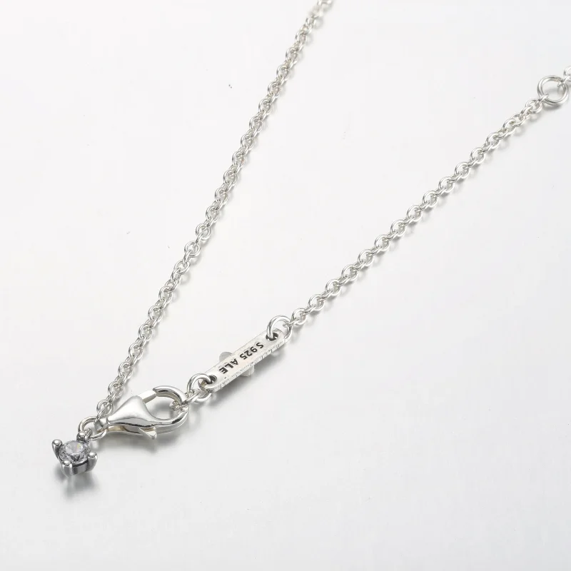 (slika za) Pandora Bleščeča ogrlica z okroglim halo obeskom Collier - 361174C01-45 - Ogled 4