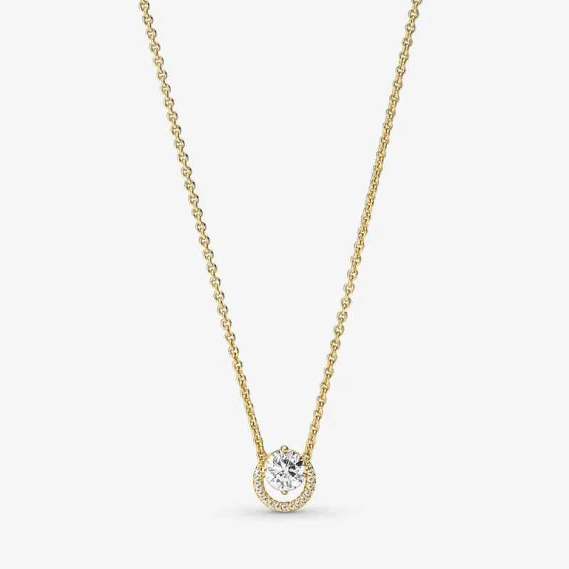 (slika za) Pandora Bleščeča ogrlica z okroglim halo obeskom Collier - 361174C01-45 - Slika izdelka