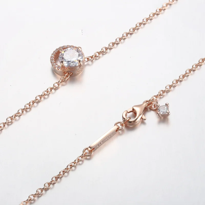 (slika za) Pandora Bleščeča ogrlica z okroglim halo obeskom Collier - 361174C02-45 - Ogled 5