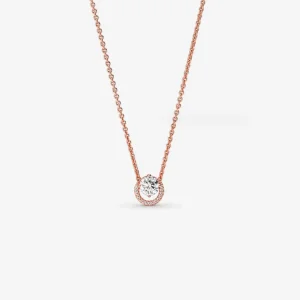 (slika za) Pandora Bleščeča ogrlica z okroglim halo obeskom Collier - 361174C02-45