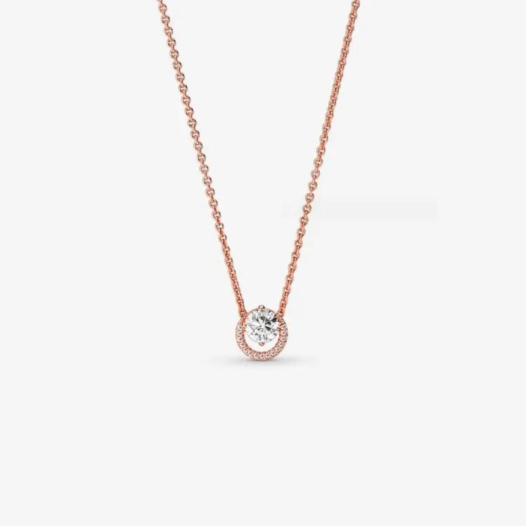 Pandora Bleščeča ogrlica z okroglim halo obeskom Collier - 361174C02-45