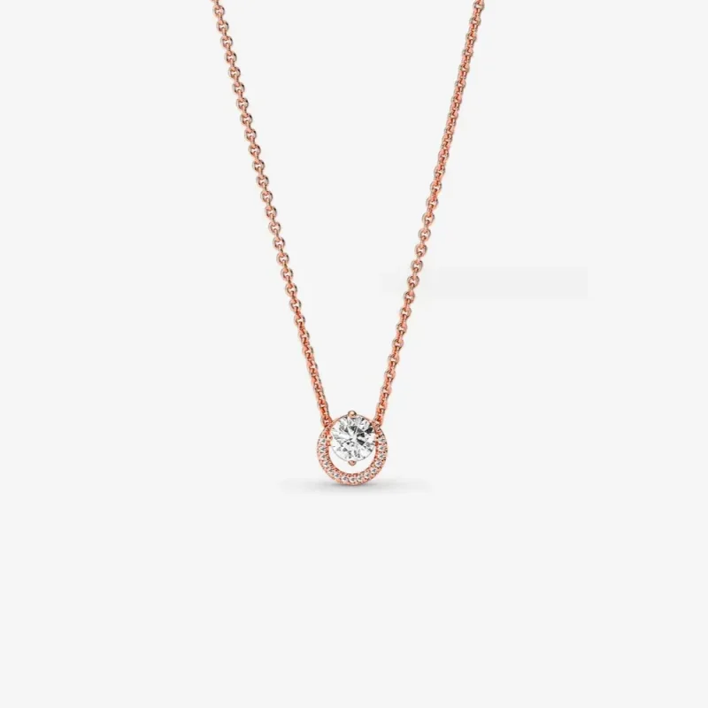 (slika za) Pandora Bleščeča ogrlica z okroglim halo obeskom Collier - 361174C02-45 - Slika izdelka