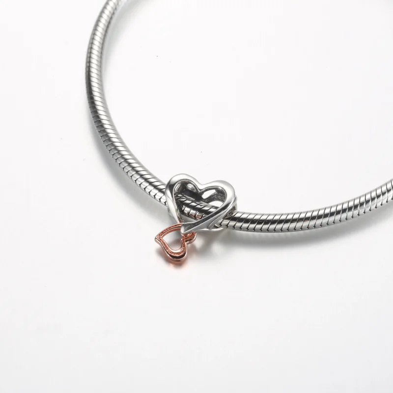 (slika za) PANDORA Dvobarvni odprti srčasti obesek s simbolom neskončnosti - 782642C00 - Ogled 5