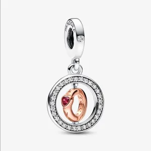 (slika za) Pandora Love vrteče se srebro in 14k rožnato pozlačeni obesek - 782600C01