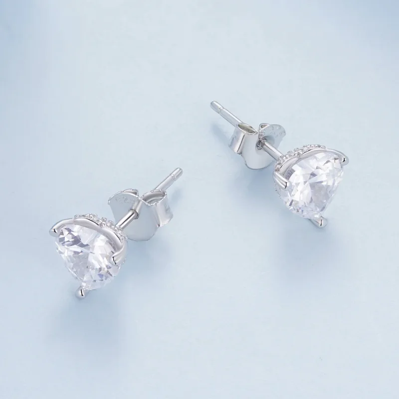 (slika za) Bleščeči uhani s srčki v stilu Pandora - BSE853 - Ogled 3