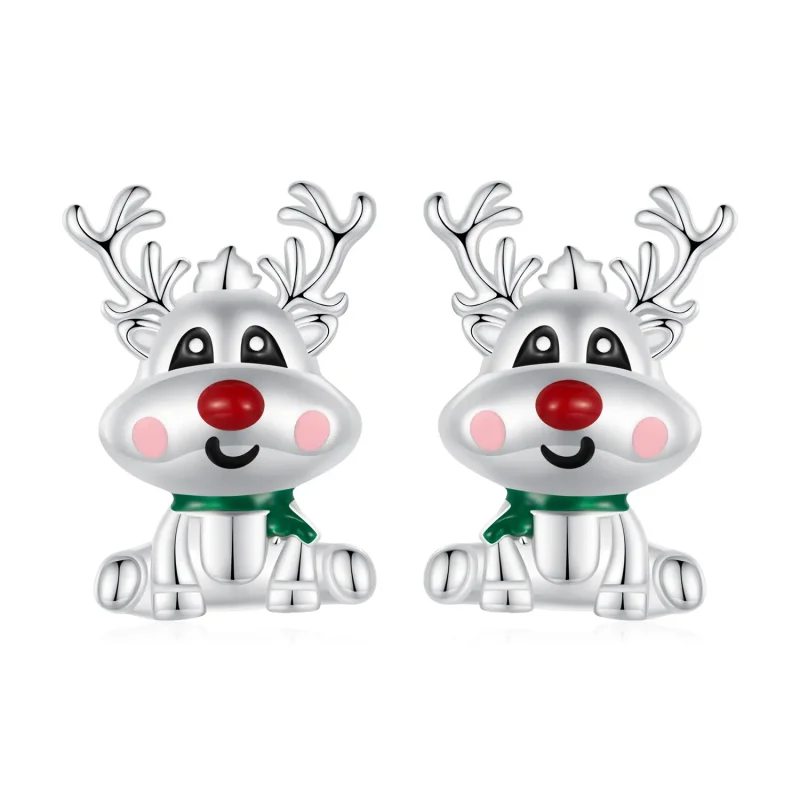 (slika za) Božični uhani z jeleni v slogu Pandora - BSE920 - Slika izdelka