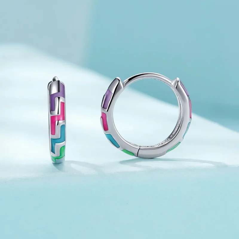 (slika za) Cyber svetleči obročasti uhani v slogu Pandora - SCE1645 - Ogled 2